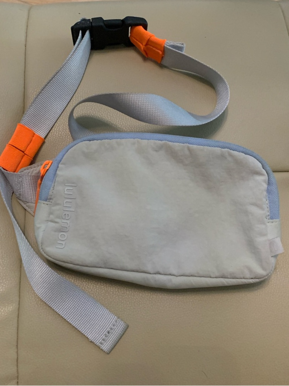 lululemon athletica Light Gray and Orange Belt Bag